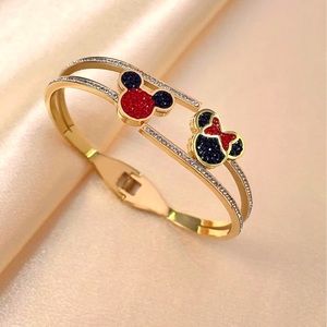 Stainless steel Mickey & Minnie bracelet